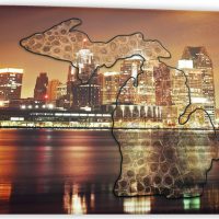 Michigan Glass Cutting Board Detroit Skyline