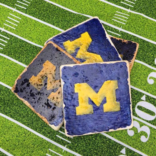 Hand Painted University of Michigan M Coaster Set