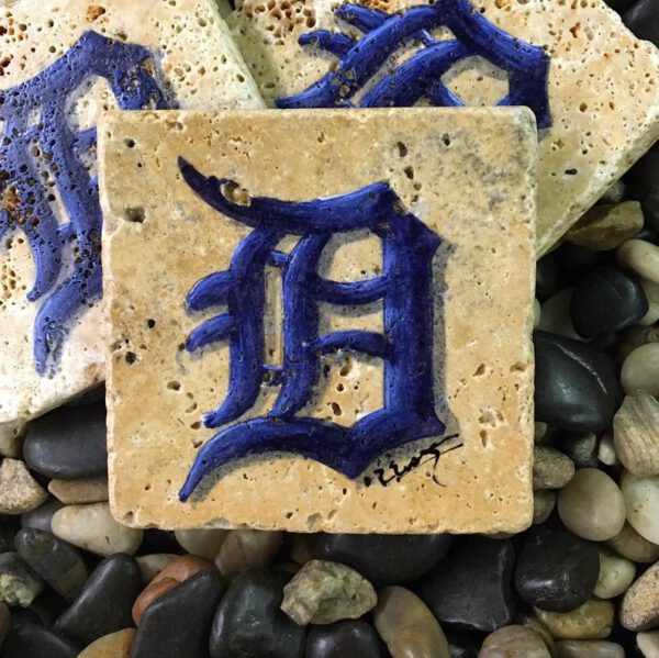 Hand Painted Detroit Tigers D Coaster