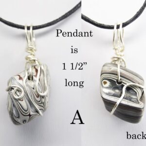 Fordite Necklace on Black Cord