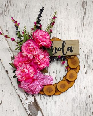 Hola Pink Peonies Wreath 15 inch Maple