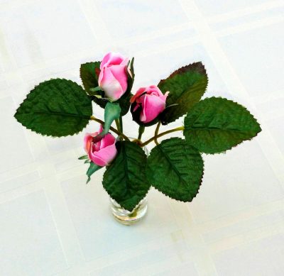 Silk Pink Rose Buds Floral Arrangement