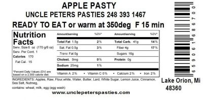 Apple Pastie Ingredients