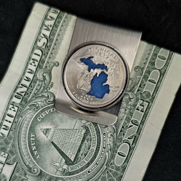 Michigan Quarter Money Clip with money