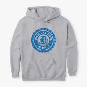 Detroit 313 in the D hoodie grey with Honolulu blue logo