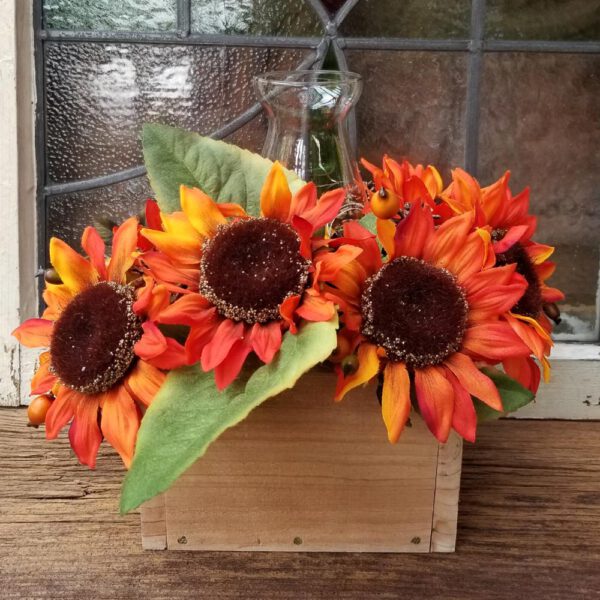 Fall Centerpiece Orange Sunflowers