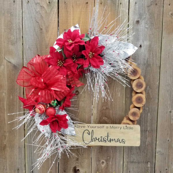 Have Yourself a Merry Little Christmas Wreath 19 inch Black Walnut Slice