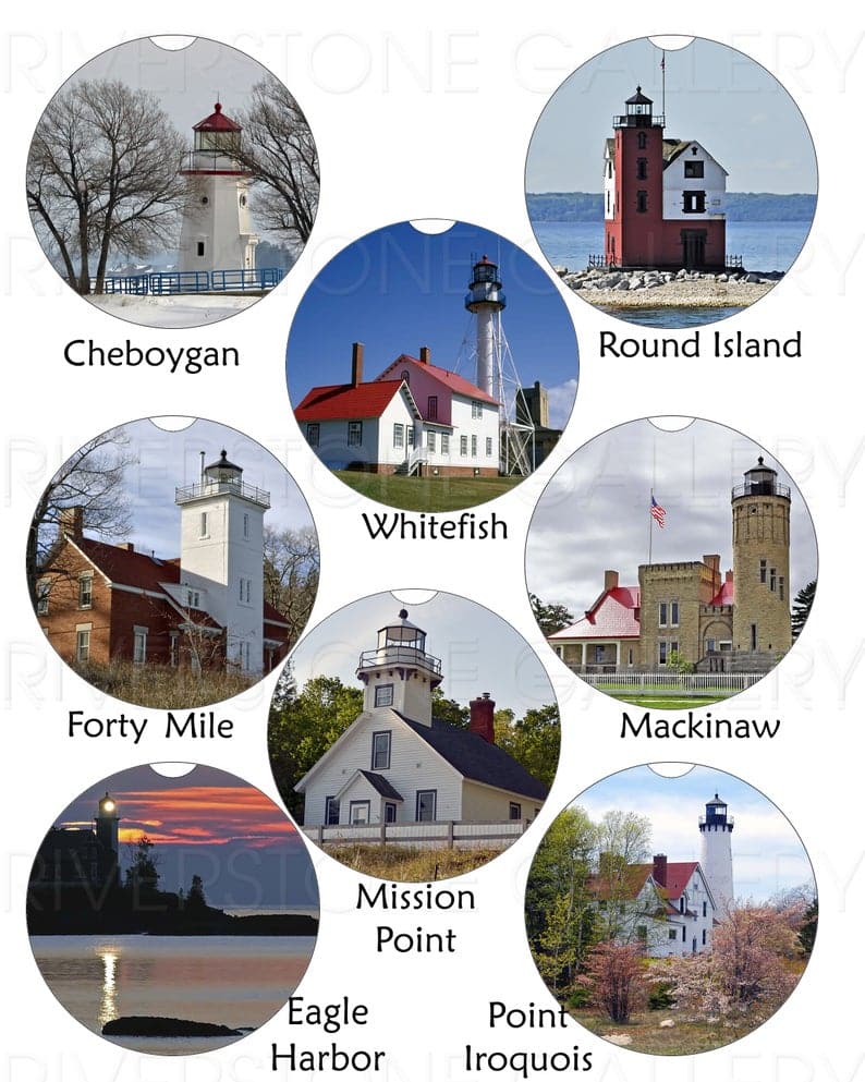 Lighthouse Photo Car Coaster Set Neoprene Car Cup Holder Coasters » Made In  Michigan