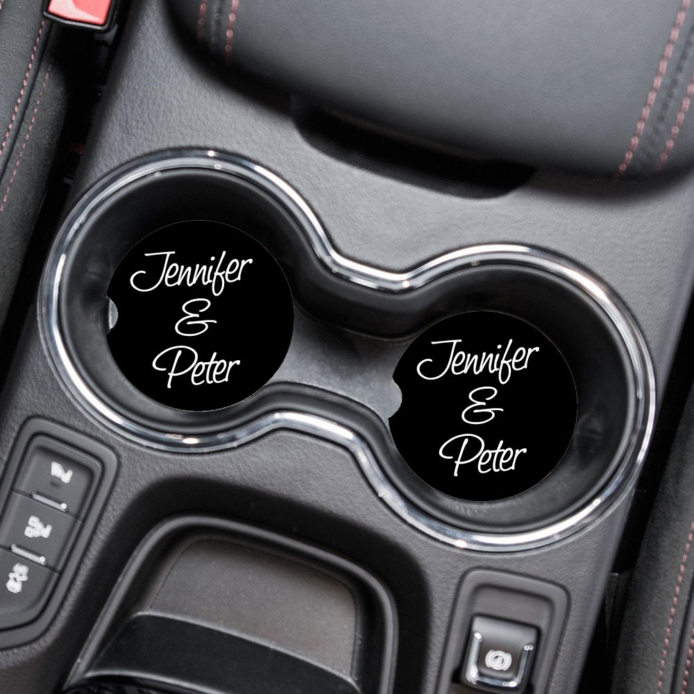 Personalized Text Car Coaster Set Neoprene Car Cup Holder Coasters » Made  In Michigan