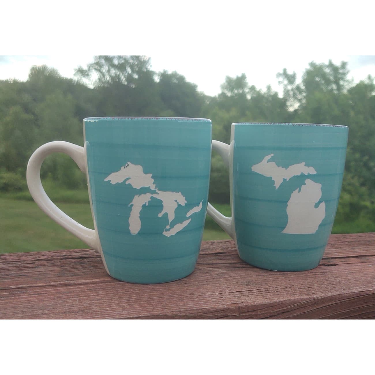 Turquoise Michigan Mugs