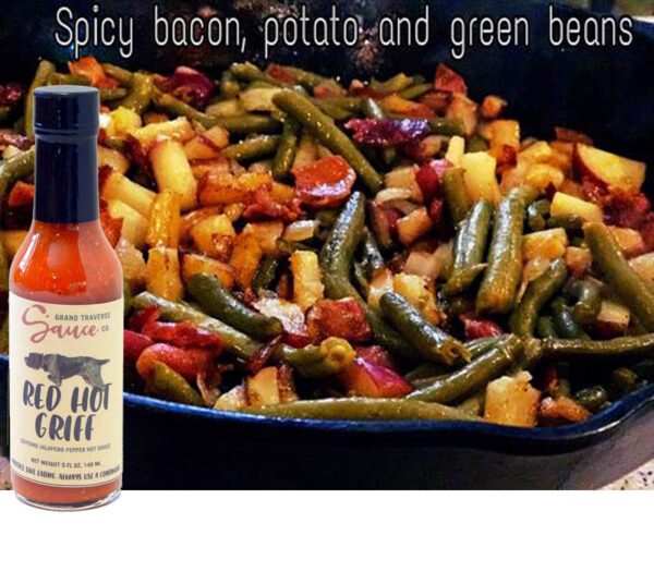Red Hot Griff spicy bacon potato green beans