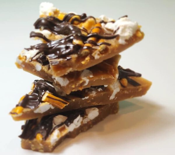 Ballpark Crunch Toffee with Popcorn Peanuts and Pretzels