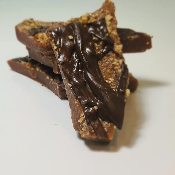 Maple Bourbon Pecan Toffee with bourbon and pecans