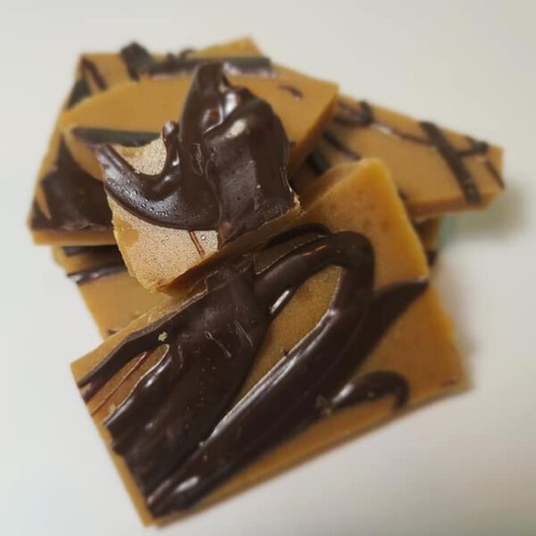 Plain Jane Toffee chocolate drizzled rich buttery toffee