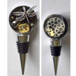 Michigan Steampunk Bottle Stopper Dragonfly with Michigan Petoskey Stone Backside