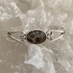 Oval Petoskey Stone Cuff Bracelet