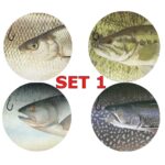 Set 1 Round Coasters Neoprene Michigan Fish Coasters