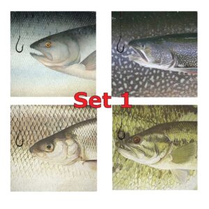 Set 1 Square Coasters Neoprene Michigan Fish Coasters
