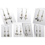 Silver Charm Petoskey Stone Dangle Earrings