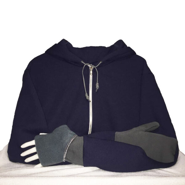 Hoodie with Convertible Turtle Flip Mittens Navy Gray