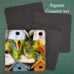Neoprene Photo Coaster Assorted Birds & Birdhouses 1