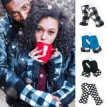 Plaid Blue Reversible Fingerless Gloves