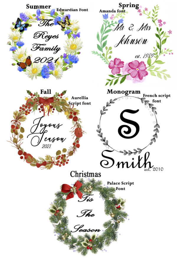 personalized wreath options