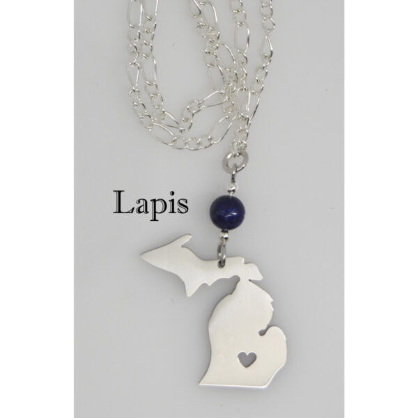 Lapis Stone Michigan Necklace Heart Cut Out