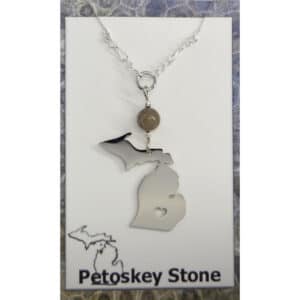 Petoskey Stone Michigan Necklace Heart Cut Out