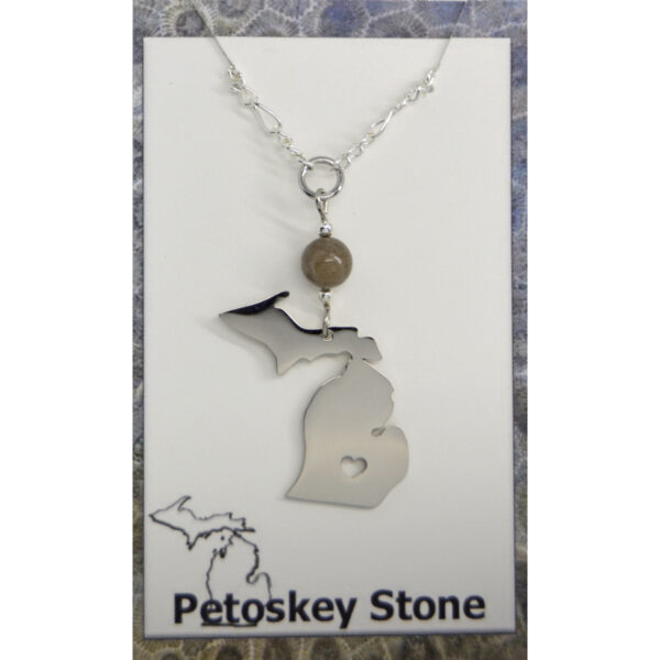 Petoskey Stone Michigan Necklace Heart Cut Out