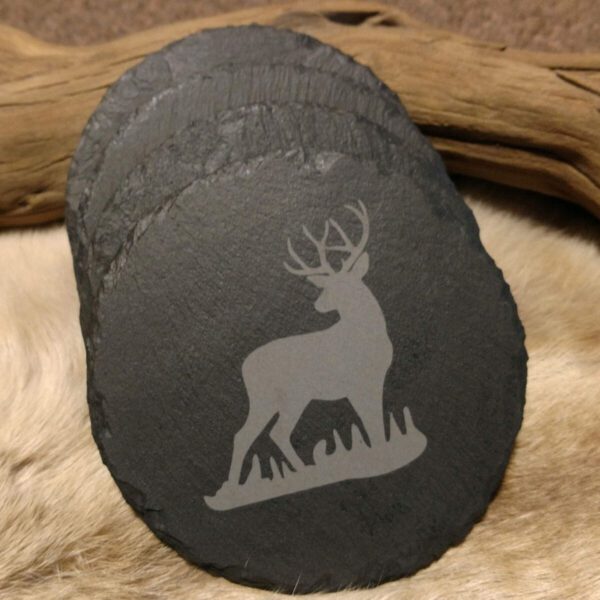 Buck in Grass Slate Coaster