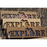 EXPLORE Michigan Layered Wood Keychain