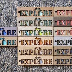 EXPLORE Michigan Layered Wood Keychains