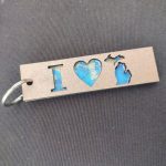 I LOVE MICHIGAN Layered Wood Keychain