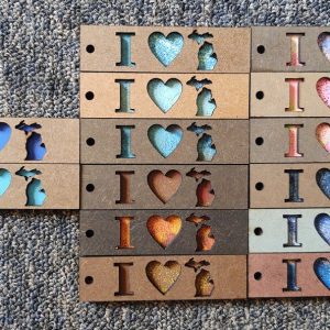 I LOVE MICHIGAN Layered Wood Keychains