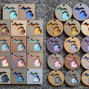 Michigan Map Layered Wood Keychain