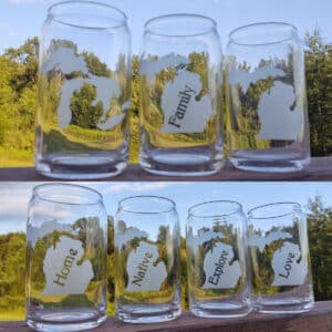 Michigan Theme Beer Can Glasses