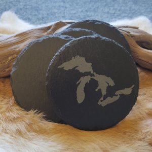 Slate Stone Michigan Great Lakes Coaster Set