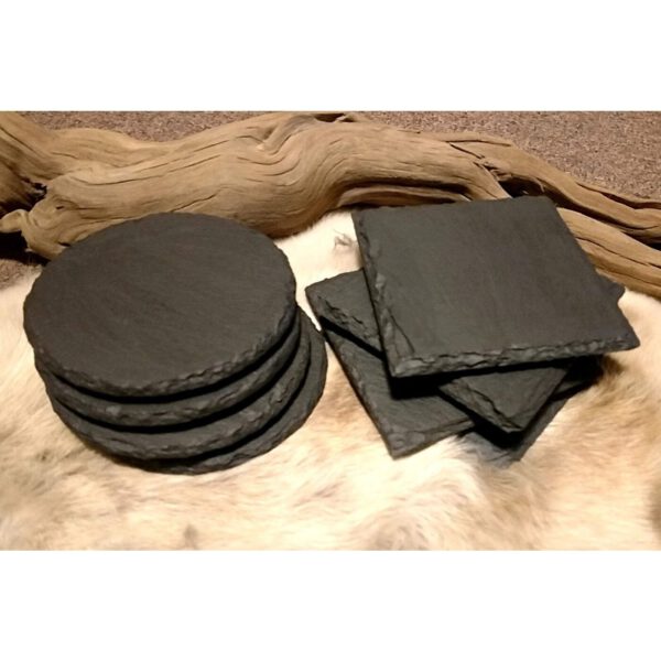 round and square slate coasters