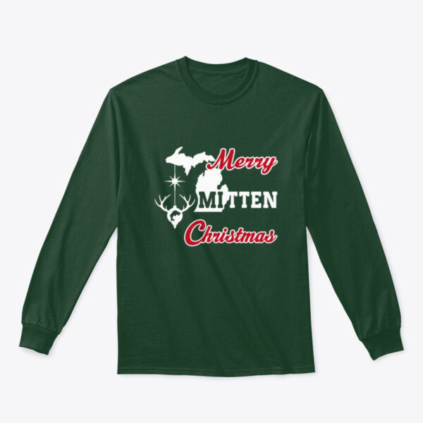 Merry Mitten Christmas Long Sleeve Shirt Forest Green