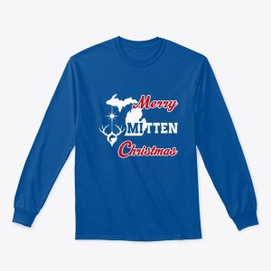 Merry Mitten Christmas Long Sleeve Shirt Royal Blue