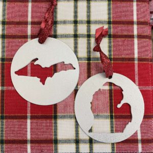 Cut Out Metal Michigan Ornaments