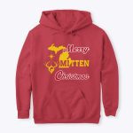 Merry Mitten Christmas Hoodie Cardinal Red Gold