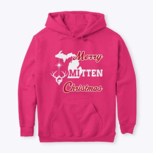 Merry Mitten Christmas Hoodie Pink