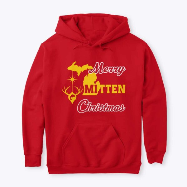 Merry Mitten Christmas Hoodie Red Gold