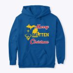 Merry Mitten Christmas Hoodie Royal Blue Gold