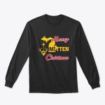 Merry Mitten Christmas Long Sleeve Shirt Black Gold