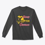 Merry Mitten Christmas Long Sleeve Shirt Dark Heather Gold