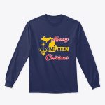 Merry Mitten Christmas Long Sleeve Shirt Navy Gold