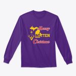 Merry Mitten Christmas Long Sleeve Shirt Purple Gold